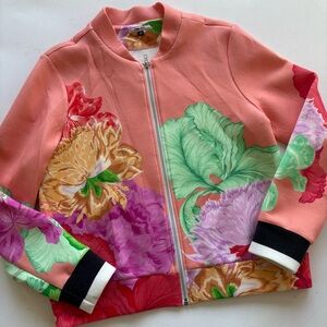 The Kit. Coral Iris Bomber Cardigan size medium